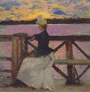Akseli Gallen-Kallela Marie Gallen at the Kuhmoniemi-bridge France oil painting artist